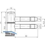 Einbohrband fr Futtertren, 16 mm, Stahl patiniert