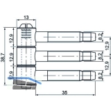 Steckband 3-tlg.  13 mm, Hhe 38,7 mm, Stahl RAL 9010