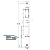 Schlieblech BKS B 9000 0402, 270 x 24 mm, Stulp flach eckig, Edelstahl