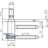 Trband-Rahmenteil Variant V 3400 WF HV Stop, Band  15 mm, Stahl vernickelt