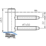 Trband Rahmenteil V 4400 WF, Bandhhe 48,5 mm, Stahl verzinkt