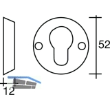 SOLIDO SH-Zylinderrosette auen  52 mm, Hhe 12 mm, ohne KZS, Edelstahl matt