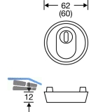 SOLIDO SH-Zylinderrosette auen  52 mm, Hhe 12 mm, mit KZS, Edelstahl matt