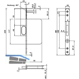 Springriegelkasten 117 x 75 x 15,5 mm, Stulp 220 x 20 mm rund, Edelstahl