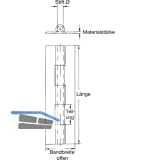 Stangenscharnier gebohrt 1740 x 32 mm, Stahl vernickelt