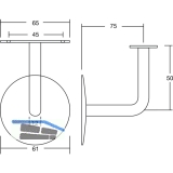 Stiegengriffsttze m. Winkel, Ros.  60 mm, Wandab. 76 mm, Edelstahl matt