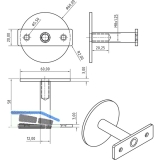 Stiegengriffsttze flach, Ros.  61 mm, Wandab. 60 mm, Edelstahl