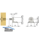 Tablar-Bodentrger PK2, Anschrauben, Tablarstrke 16 mm, Bohr  5 mm, vernickelt