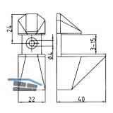 Glastablar-Klemmtrger Eckig, Glas 3-25 mm, Zinkdruckguss Edelstahl Effekt