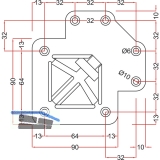 Tischfu Ersatz-Einzelteile Quadra 60 x 60 mm, Befestigungsplatte oben