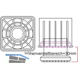 Tischfu Ersatz-Einzelteile Quadra 60 x 60 mm, Verstellteller unten