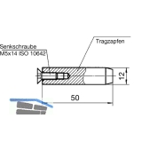 Tragzapfen 12 x 50 mm, m. Schraube M5 x 14 Edelstahl