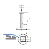 Trennwandsttze U-frmig, Bodenabst. 102mm, Lichte Breite 25 mm, silber eloxiert