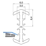 P9003 Transchlagprofil, Frsbreite 2.2, Frstiefe 6, Weichgummi wei