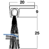 Trdichtungsbrste m. Winkelprofilleiste, 2000 mm, Borsten natur, Alu natur