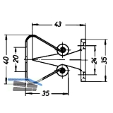 Trhalter m. Federhalter, Wandabstand 45 mm, Aluminium silber eloxiert