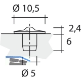 TD6 Transchlagdmpfer zum Einbohren 10.5x2,4; Bohrma 5x 6, weich,KS wei