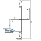 Trnussband mit Zierkopf, links, 120 x 180 mm, Stahl blank