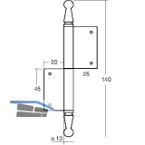 Trnussband mit Zierkopf, links, 90 x 140 mm, Messing poliert