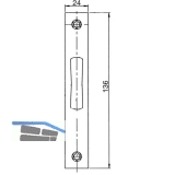 Schlieblech flach f. Rohrrahmen-Riegelschloss, 136 x 24 x 3 mm, Edelstahl