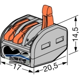 Verbindungsklemme WAGO 222 3x4Qmm grau mit Bettigungshebel