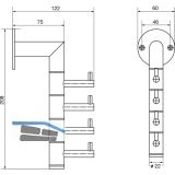 Wandgarderobe Kelvin 4 schwenkbare Haken, Hhe 208 mm,Edelstahl fein geschliffen