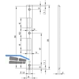 Schlieblech U-frmig Falle und Riegel, 245 x 24 x 6 mm, Edelstahl