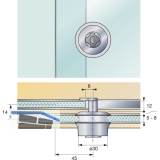 HETTICH PRESTIGE 2000 Zyl.-Glasschiebetrschloss Typ 326, Bohr 30, Alu-finish