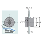 HETTICH PRESTIGE 2000 Zyl.-Glastrschloss Typ 321, Bohr 26, 32, Alu-finish