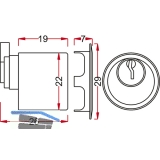JuNie Zylinder  22 mm zu Schlssern 2863/2886 verschiedensperr, Messing matt
