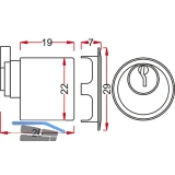 JuNie Zylinder  22 mm zu Schlssern 2863/2886 Sperre BN 0101, Messing poliert