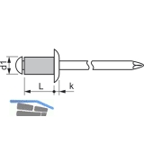 ISO15979 Blindniete Flachrundkopf 3.2x10 Stahl verzinkt mit Stahldorn