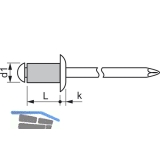 Mehrbereichsniete FRK 4.0x 9.5 Aluminium mit Edelstahldorn RAL7005 hellgrau