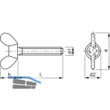 DIN 316 M 5x 16 verzinkt Flgelschraube - Kopf aus Temperguss