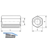 DIN6334 M 4x 12 verzinkt Sechskant-Langmutter 3 d