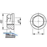DIN6923/ 8 M 5 verzinkt Sechskantmutter mit Flansch