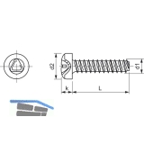 DIN7500PE (CT) M 6x10 Torx 30 verzinkt gewindefurchende Linsenschraube