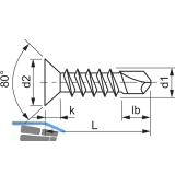 DIN7504O 4.8x100 Phillips-KS verzinkt Senkkopf-Bohrschraube ~ISO15482