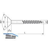 DIN7997 6.0 x 80 Pozidriv 3 verzinkt Holzschraube Senkkopf