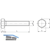 DIN 933 8.8 M12x 60 verzinkt Sechskantschraube ohne Schaft