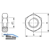 SECOTEC Sechskantmutter DIN934 M 8 verzinkt-blau KP-100