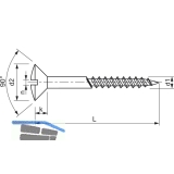 DIN 95 6.0 x 60 verzinkt Holzschraube Linsensenkkopf mit Schlitz