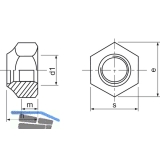 DIN 985/ 8 M10x1 verzinkt Feingewinde-Sicherungsmutter niedrige Form