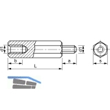 Distanzhalter M 4x 8 Innen-/Aussengewinde Messing vernickelt