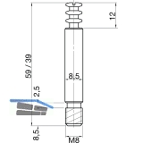 Einfachbolzen, M8x1, L 59, Zamak vernickelt