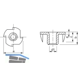 Einschlagmutter M 8x11 verzinkt mit 4 Einschlagspitzen
