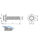 Fassadenbauschraube stumpf 6.3x150 verzinkt mit Neoprendichtscheibe  16 mm