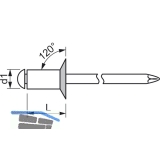 ISO15980 Blindniete Senkkopf 4.8x20 Stahl verzinkt mit Stahldorn