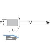 ISO15973 GESIPA Dichtniete Flachrundkopf 4.0x 8 Aluminium mit Stahldorn