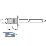 GESIPA Poly Grip Mehrbereichsniete Flachrundkopf 4.8x15 Aluminium mit Stahldorn